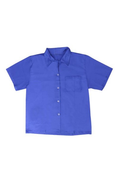 Camisa m/curta com botões brim azul royal - (M)